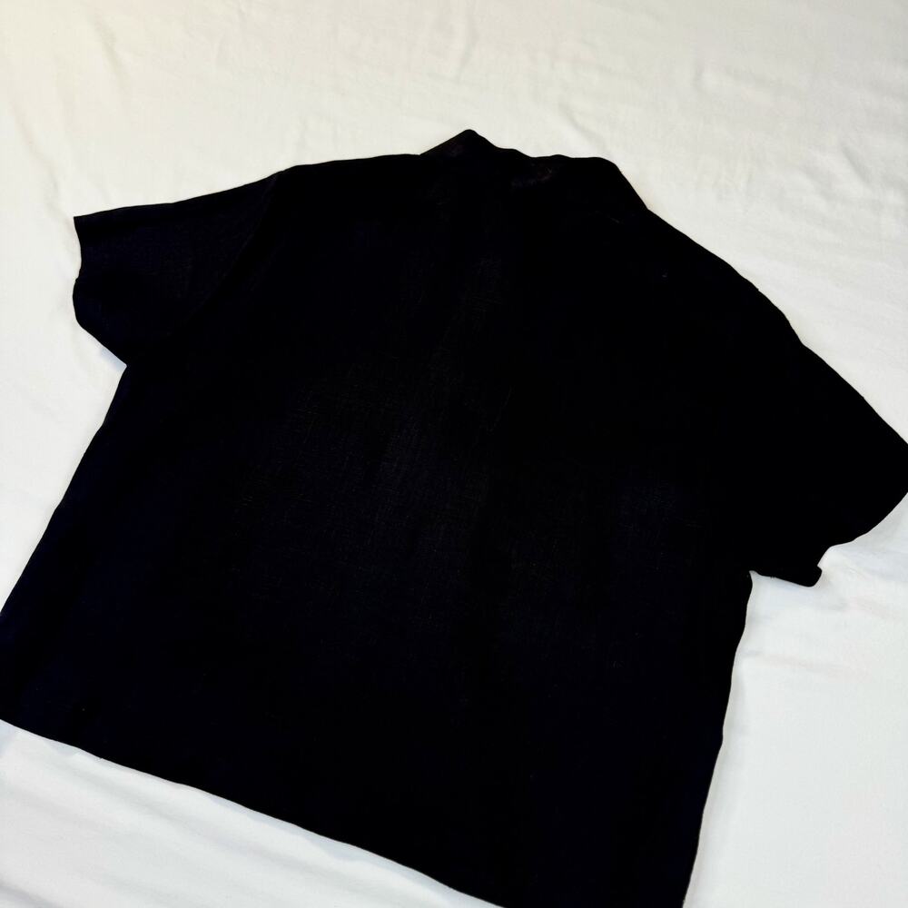 Carol Anderson Vintage Linen Shirt Black Women's Large Petite Lagenlook Coastal - Picture 12 of 13